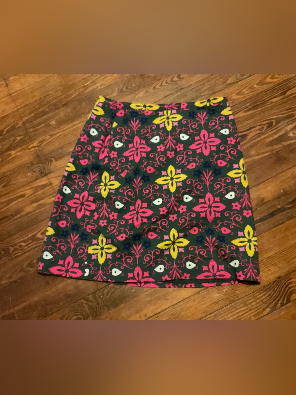 Boden Floral Pencil Skirt - Pink, Yellow & White on Gray 12